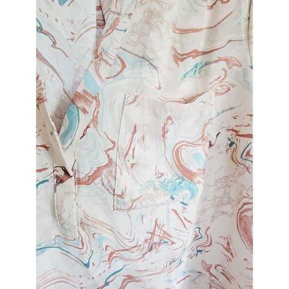 Torrid Harper 1 Shirt Top Roll Tab Sleeve Lightweight Peach Aqua Blouse 1X - Picture 4 of 7